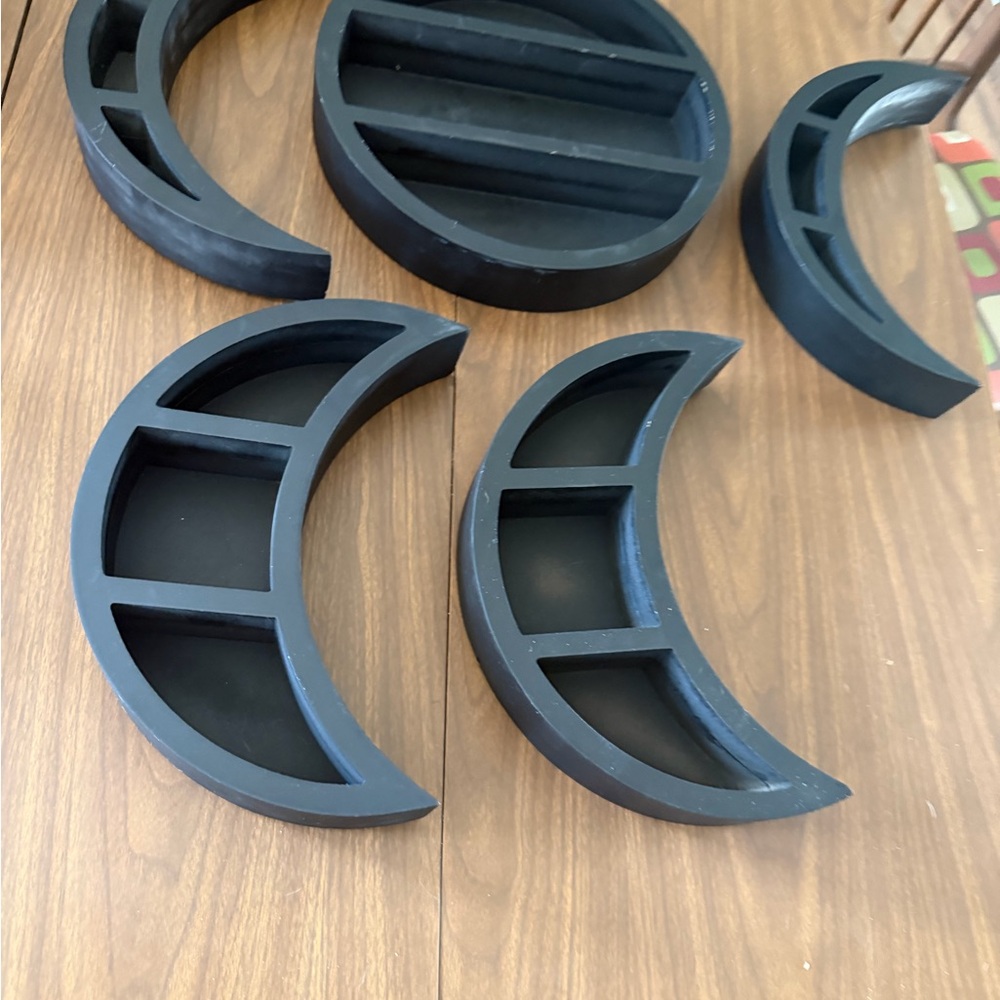 Black Crescent moon Shelf Set - Decorative Wall Accents